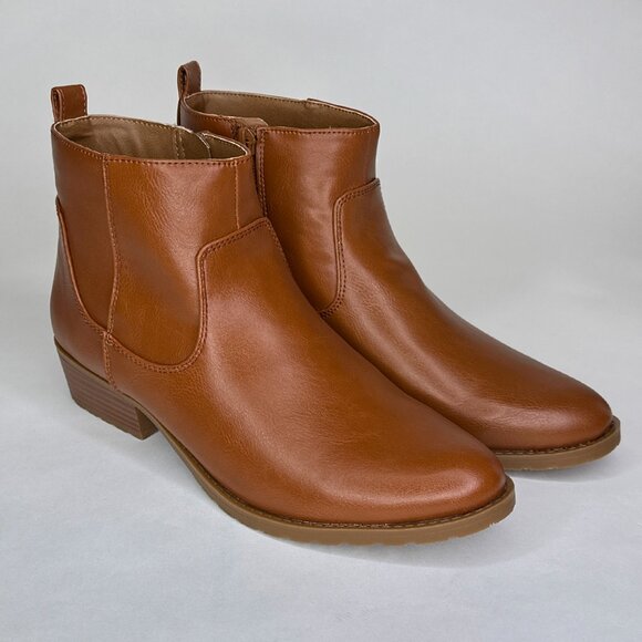 Style & Co Faux Leather Side Zip Ankle Booties Round Toe Block Heel Size 8M - Picture 1 of 14